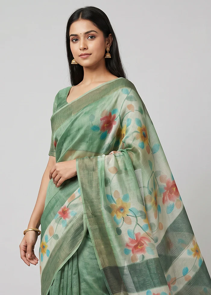 Cream Handloom Tussar Pure Silk Saree With Blouse Piece - Image 2
