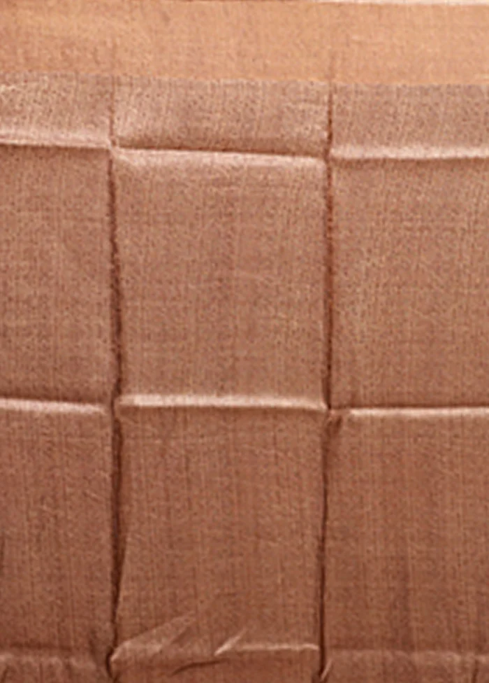 Cream Handloom Tussar Pure Silk Saree With Blouse Piece - Image 5
