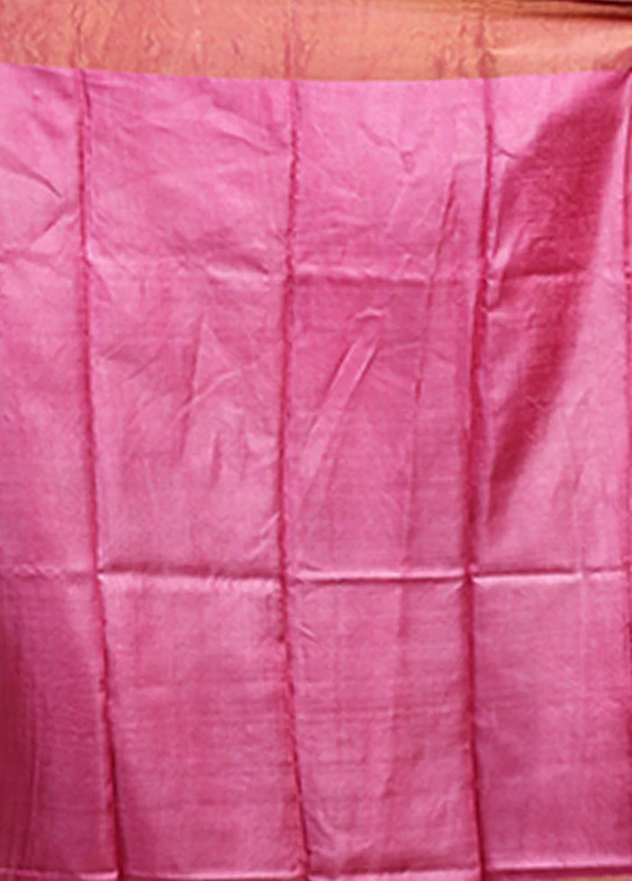Cream Handloom Tussar Pure Silk Saree With Blouse Piece - Image 5