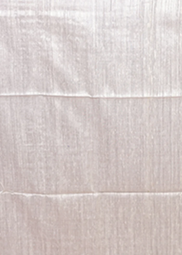 Cream Handloom Tussar Pure Silk Saree With Blouse Piece - Image 5