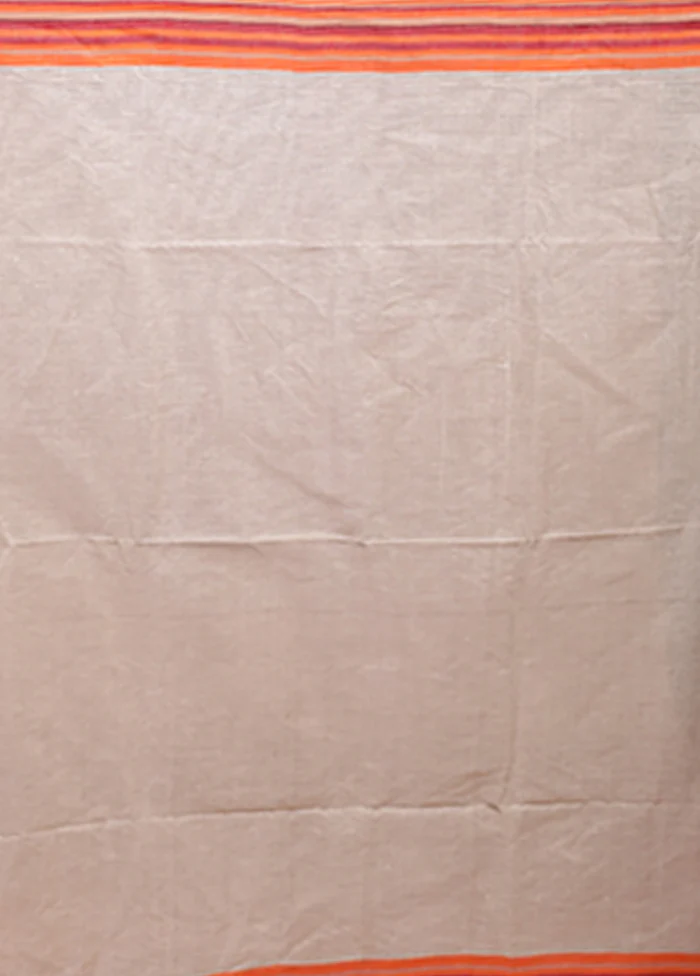 Cream Jamdani Cotton Saree Without Blouse Piece - Image 5