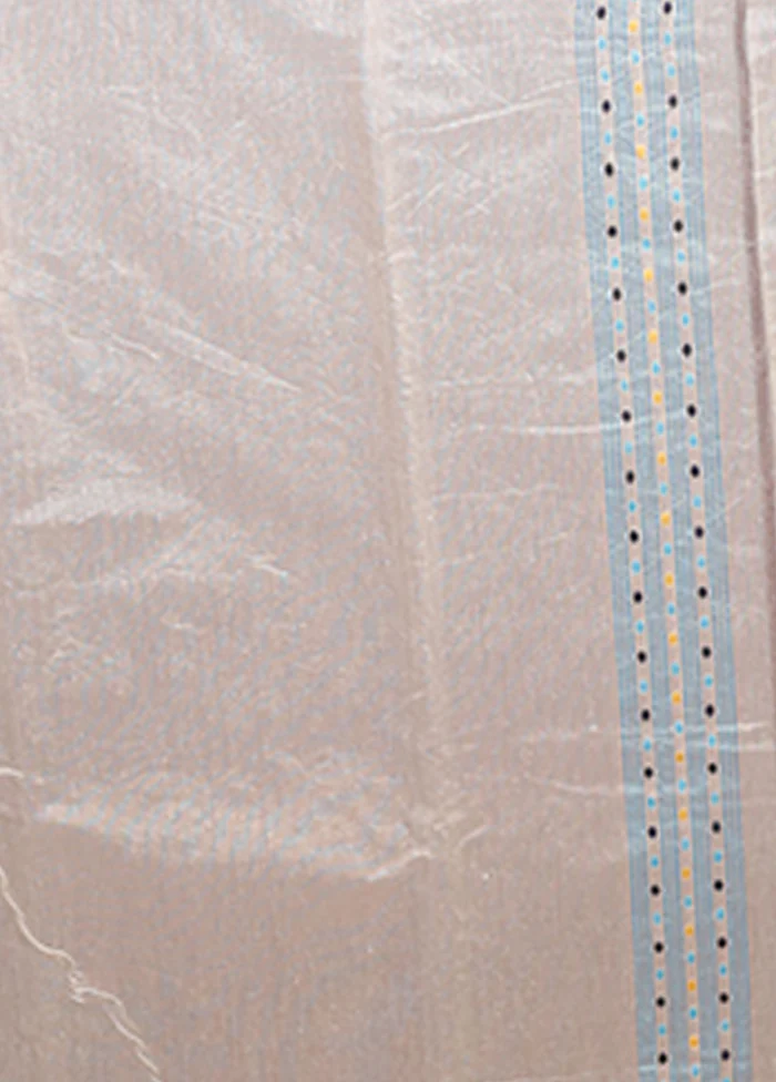 Cream Jamdani Cotton Saree Without Blouse Piece - Image 5