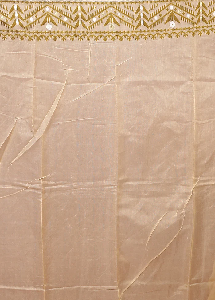 Cream Jamdani Cotton Saree Without Blouse Piece - Image 5