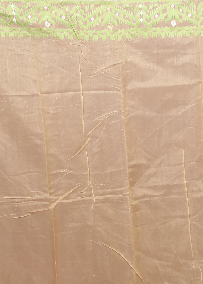 Yellow Jamdani Cotton Saree Without Blouse Piece - Image 5