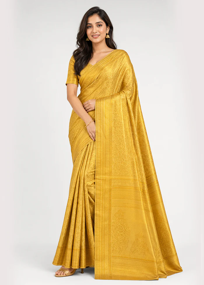 Cream Kanjivaram Silk Saree With Blouse Piece