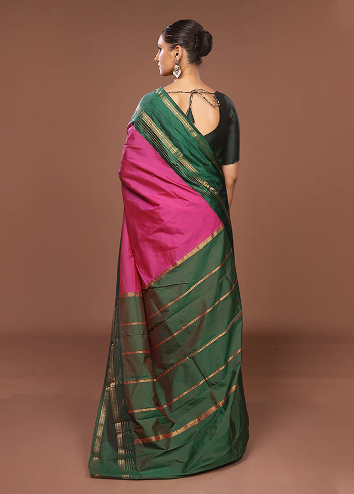 Cream Kanjivaram Silk Saree With Blouse Piece - Image 3