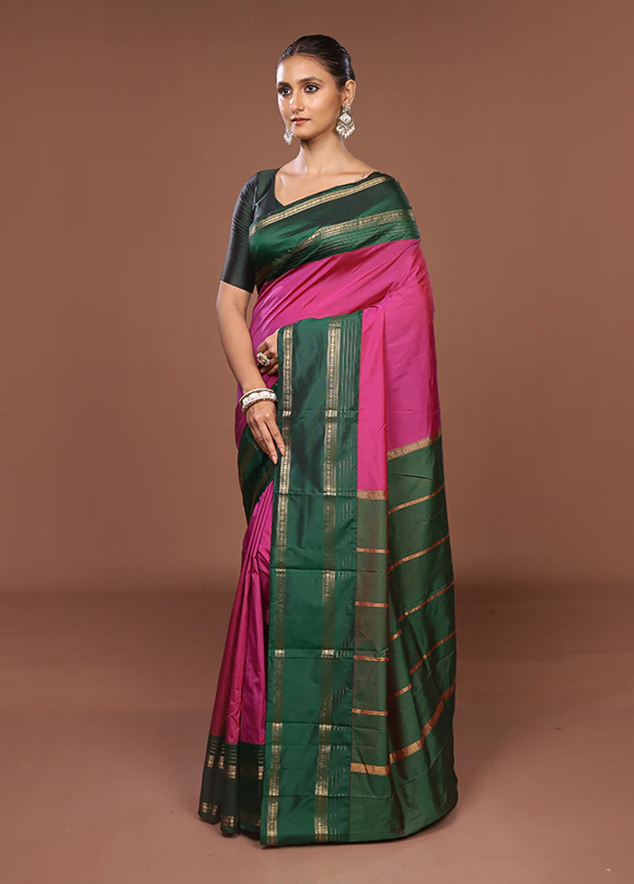 Cream Kanjivaram Silk Saree With Blouse Piece - Image 4