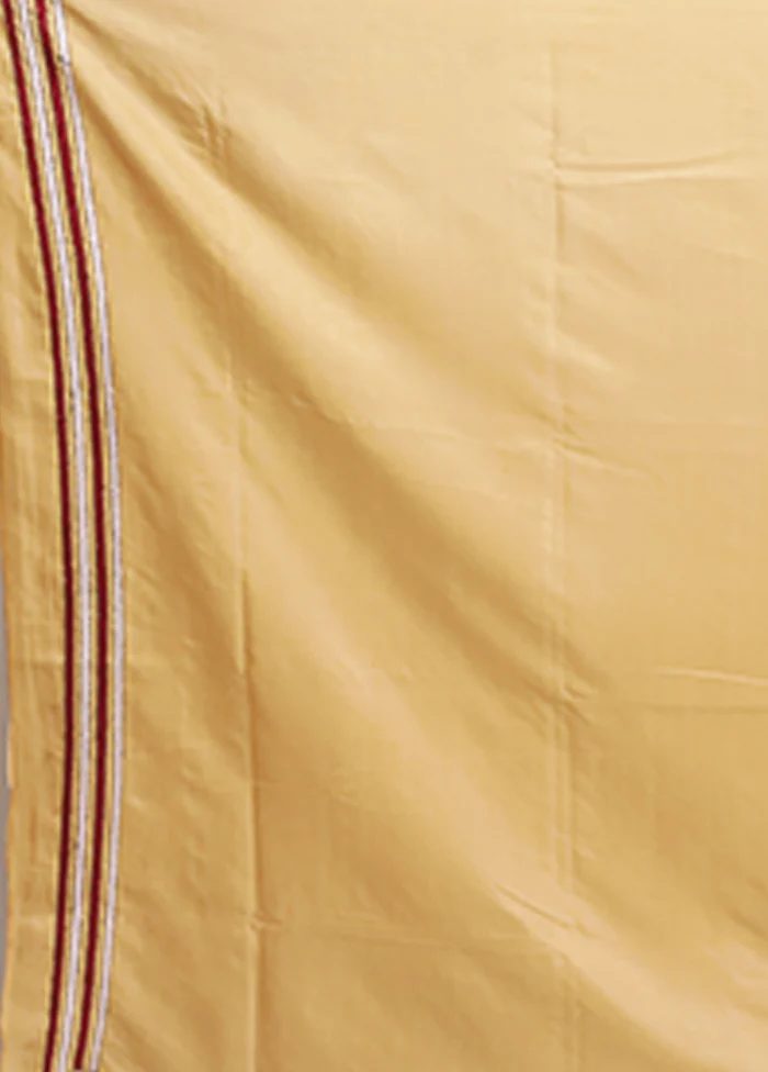Cream Kantha Stitch Silk Saree With Blouse Piece - Image 5