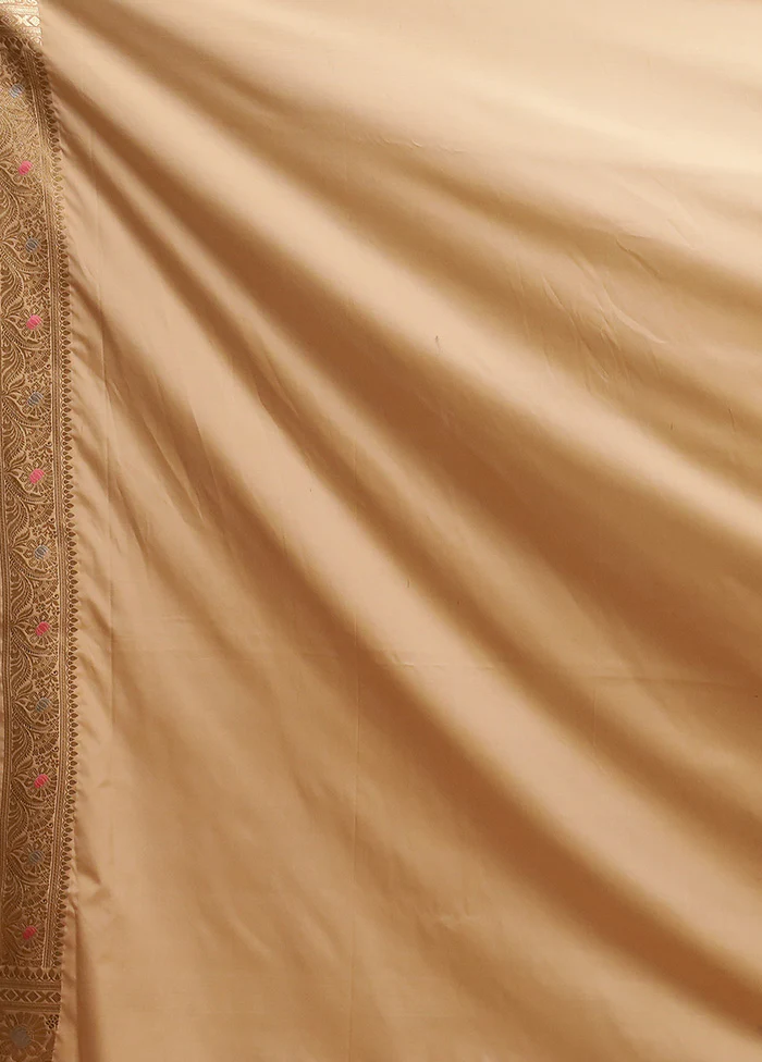 Cream Katan Silk Saree With Blouse Piece - Image 5