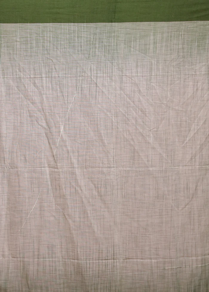 Cream Cotton Saree With Blouse Piece - Image 5