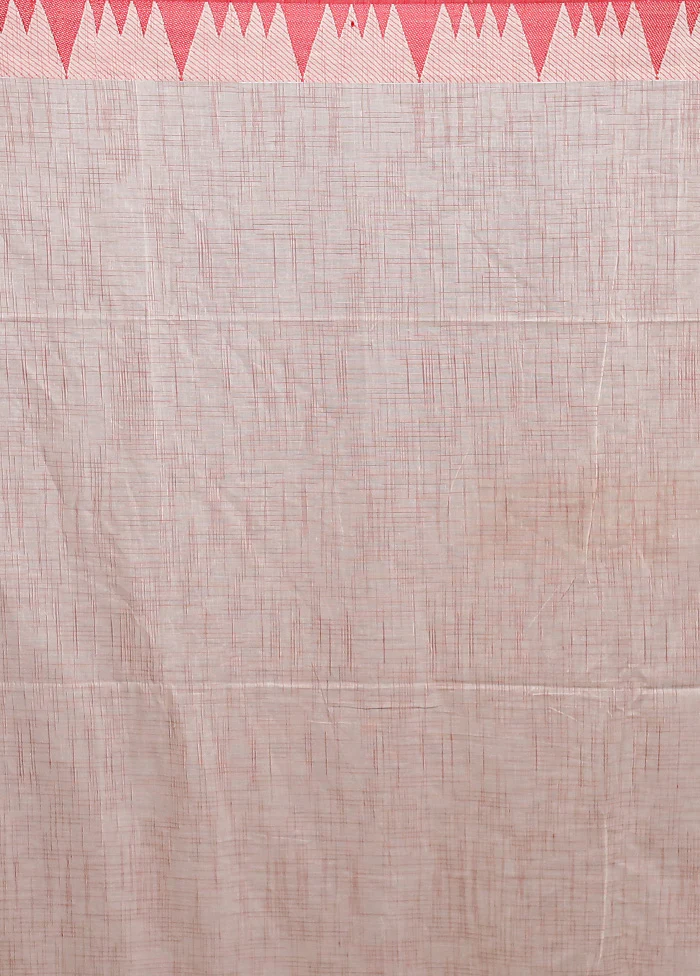 Cream Cotton Saree With Blouse Piece - Image 5