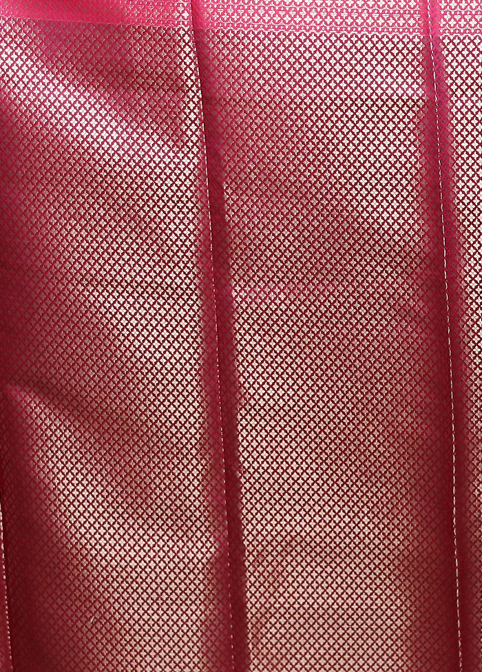 Maroon Kora Silk Saree With Blouse Piece - Image 5