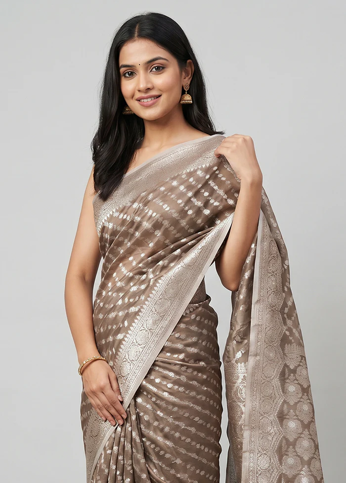 Cream Kora Silk Saree With Blouse Piece - Image 2