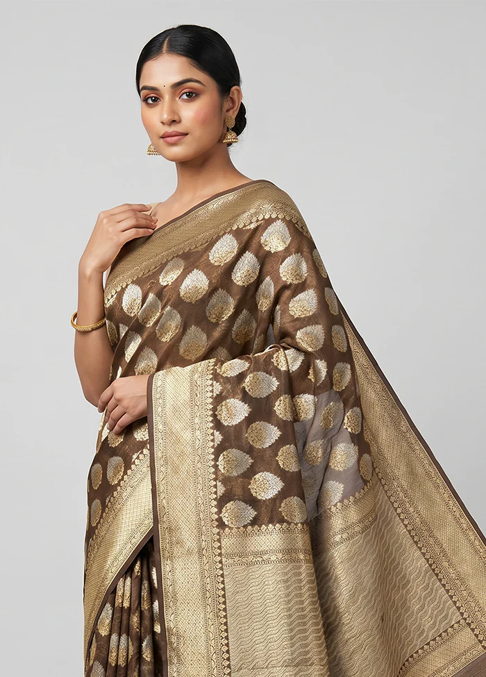 Cream Kora Silk Saree With Blouse Piece - Image 2