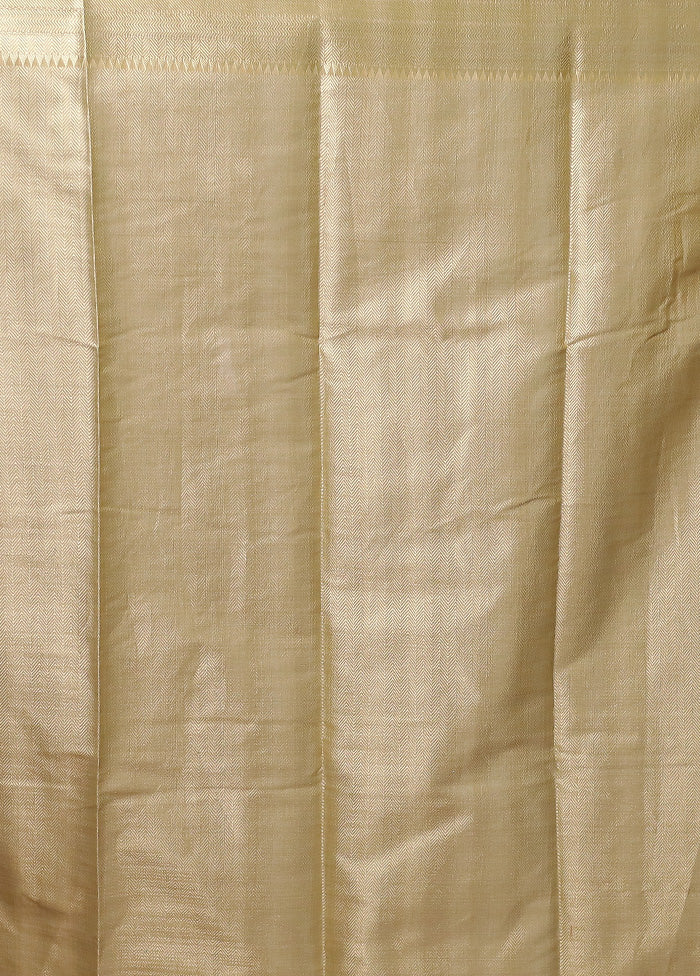 Cream Kora Silk Saree With Blouse Piece - Image 5