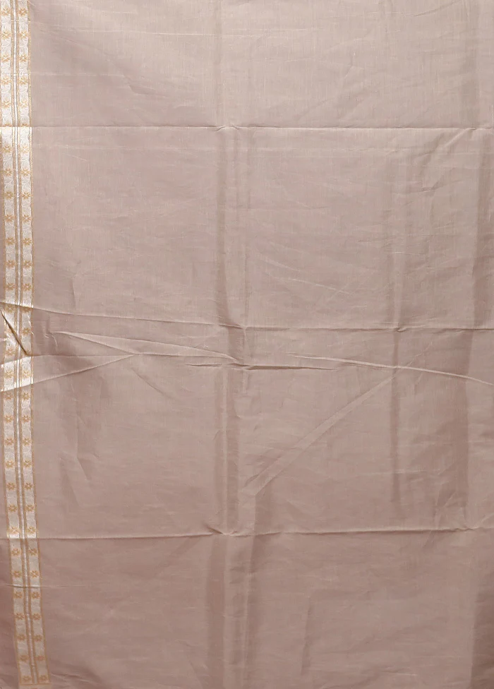 Cream Kora Silk Saree With Blouse Piece - Image 5