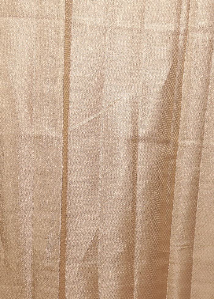 Cream Kora Silk Saree With Blouse Piece - Image 5