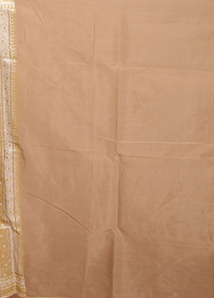 Cream Kora Silk Saree With Blouse Piece - Image 5