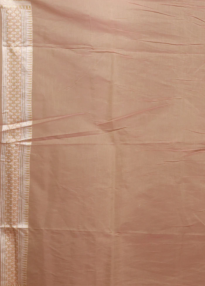Cream Kora Silk Saree With Blouse Piece - Image 5