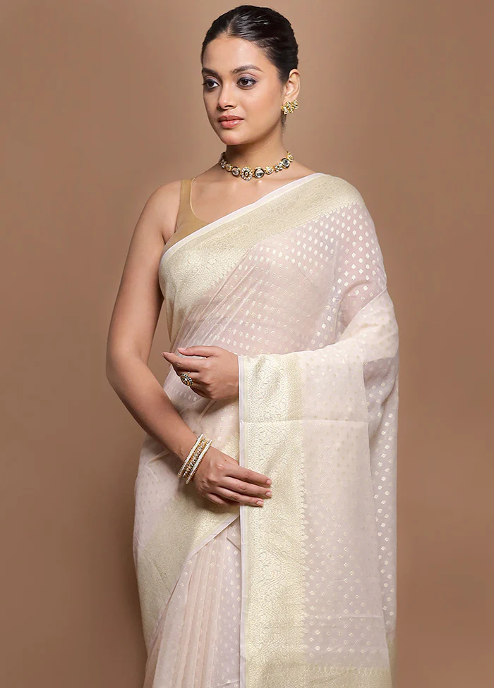 Purple Kora Silk Saree With Blouse Piece - Image 2