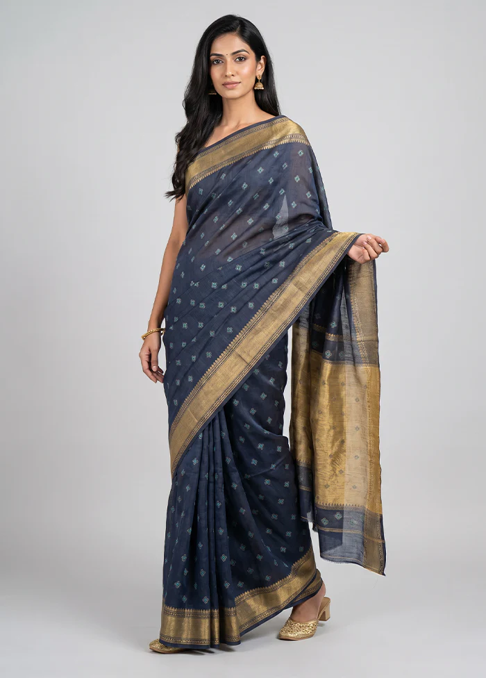 Cream Kora Silk Saree With Blouse Piece
