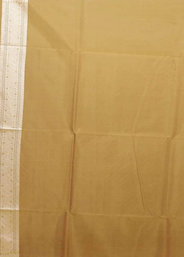 Yellow Kora Silk Saree With Blouse Piece - Image 5