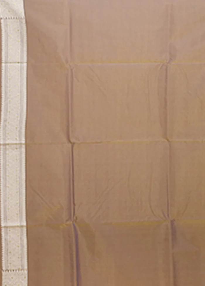 Cream Kora Silk Saree With Blouse Piece - Image 5