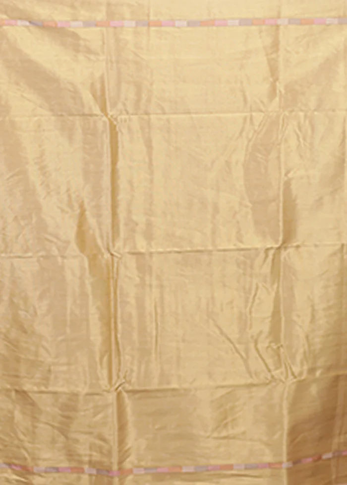 Cream Kora Silk Saree With Blouse Piece - Image 5