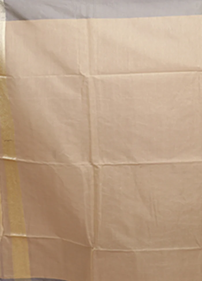 Cream Kora Silk Saree With Blouse Piece - Image 5