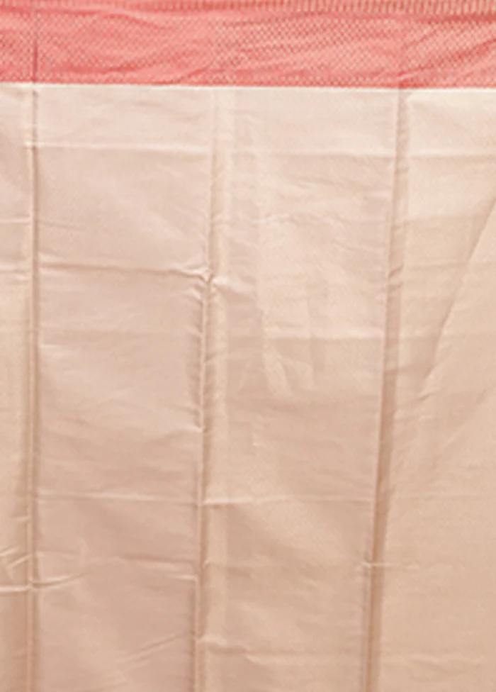 Cream Kora Silk Saree With Blouse Piece - Image 5
