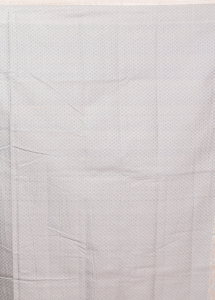 Cream Kora Silk Saree With Blouse Piece - Image 5