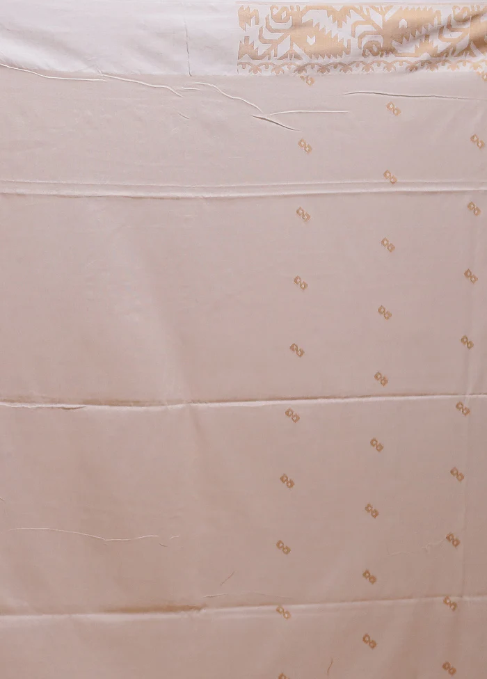 Cream Matka Silk Saree With Blouse Piece - Image 5