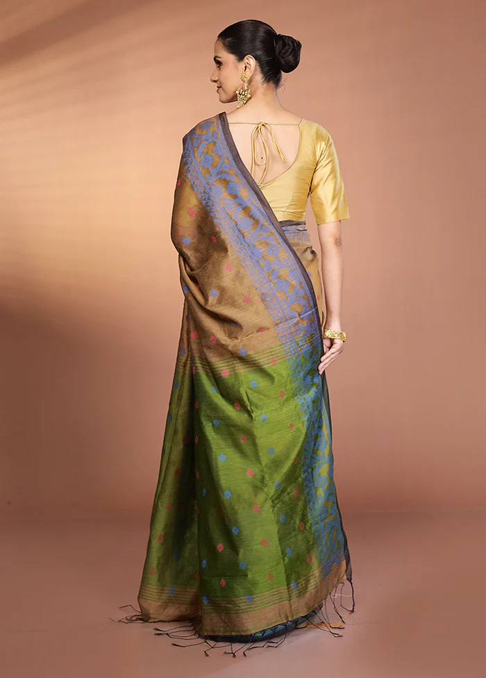 Cream Matka Silk Saree With Blouse Piece - Image 3