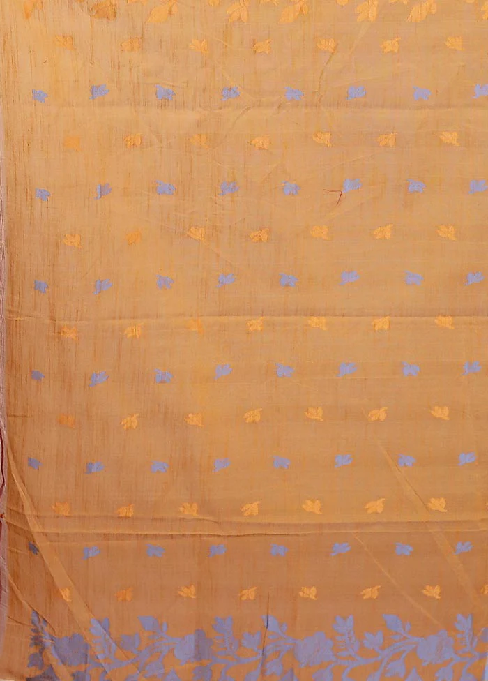 Cream Matka Silk Saree With Blouse Piece - Image 5