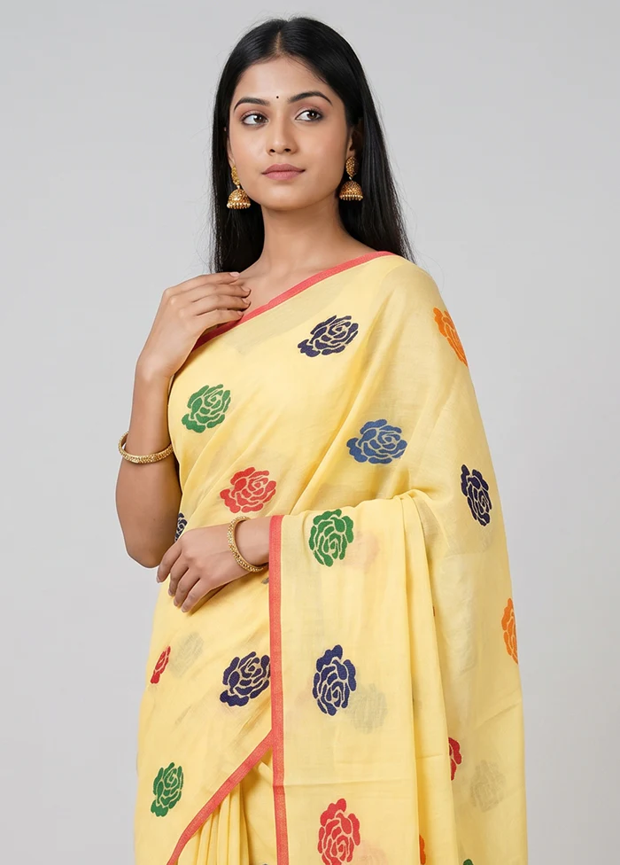 Cream Matka Silk Saree With Blouse Piece - Image 2