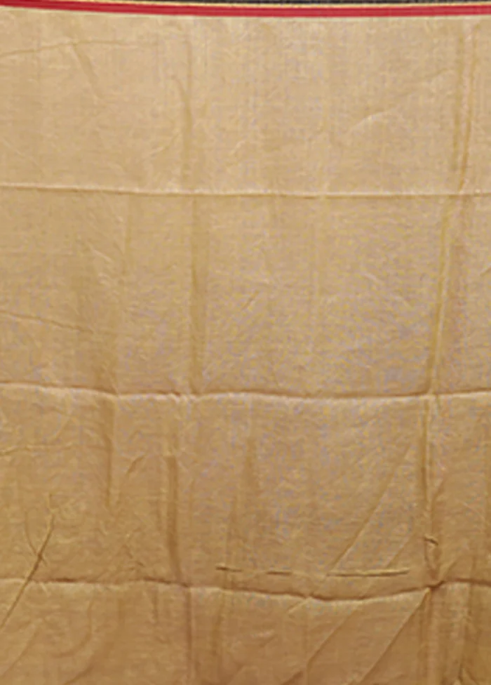 Cream Matka Silk Saree With Blouse Piece - Image 5