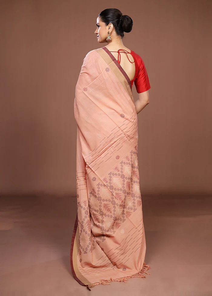 Cream Matka Silk Saree With Blouse Piece - Image 3