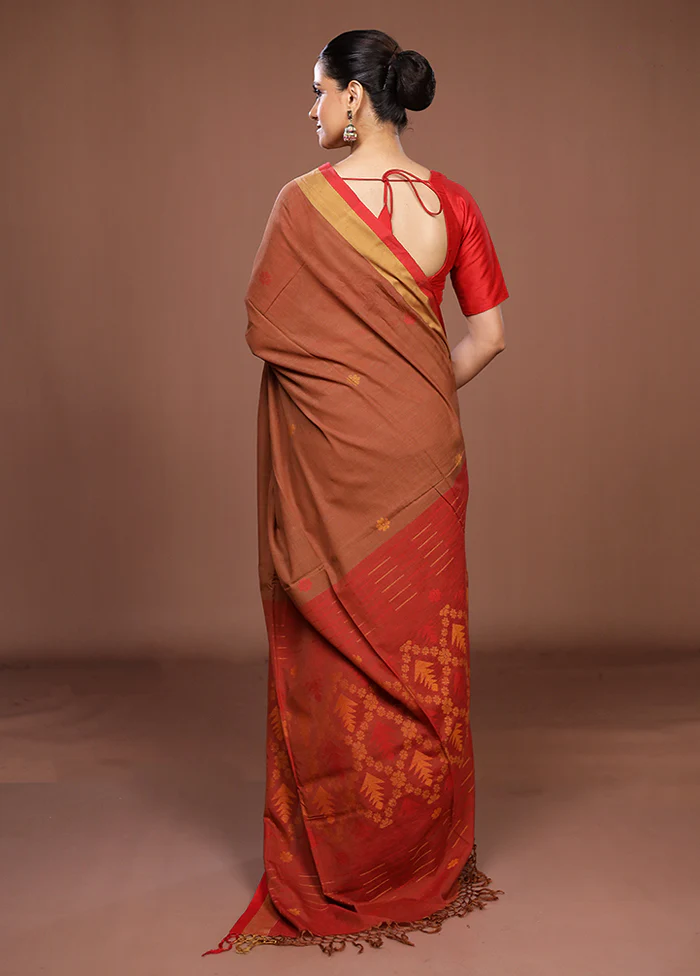 Cream Matka Silk Saree With Blouse Piece - Image 3