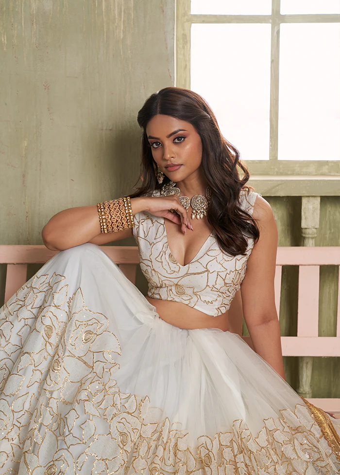 Cream Net Lehenga Set - Image 2