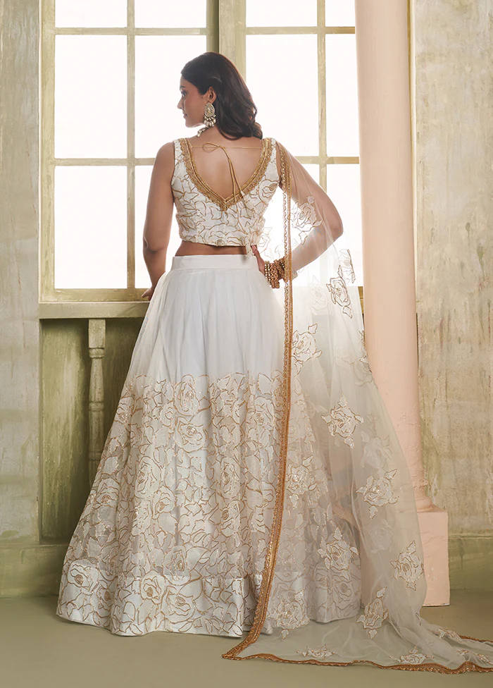 Cream Net Lehenga Set - Image 3