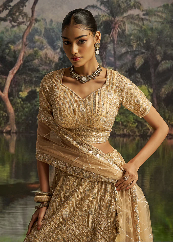Cream Net Lehenga Set - Image 2