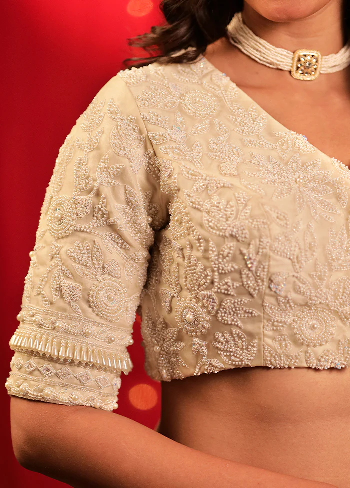 Cream Organza Designer Blouse - Image 4