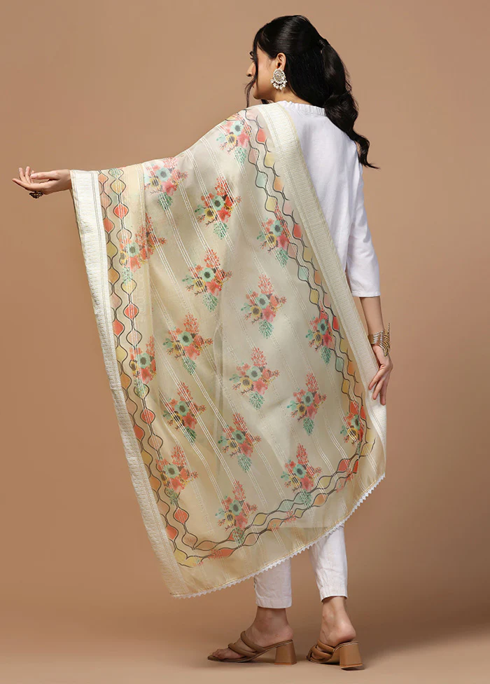 Cream Organza Dupatta - Image 2