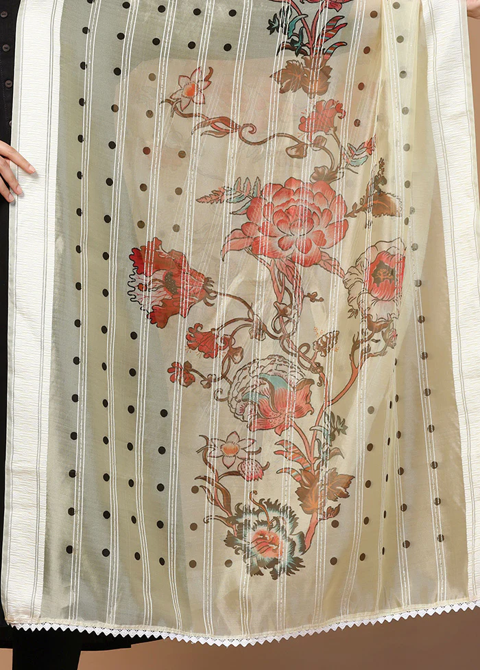 Cream Organza Dupatta - Image 3