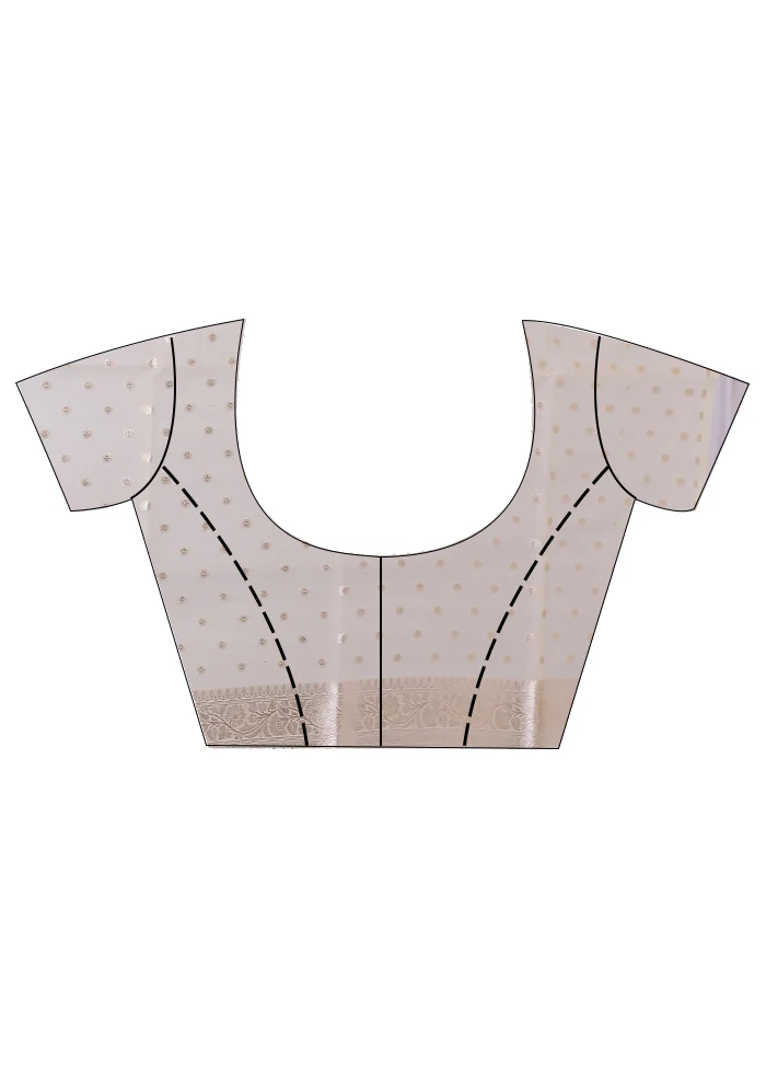 Cream Organza Saree With Blouse Piece - Image 6