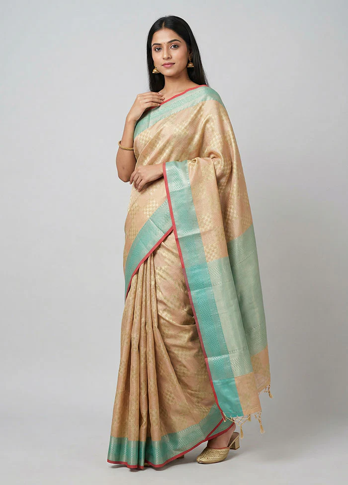 Cream Organza Saree With Blouse Piece