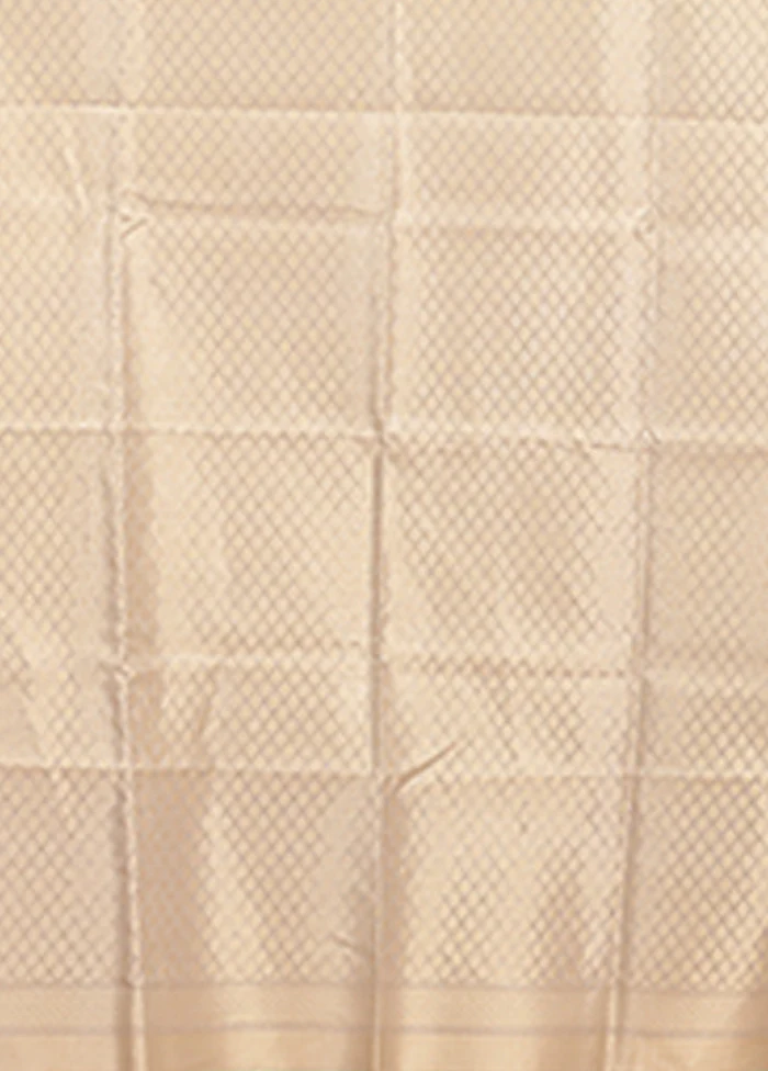 Cream Organza Saree With Blouse Piece - Image 5