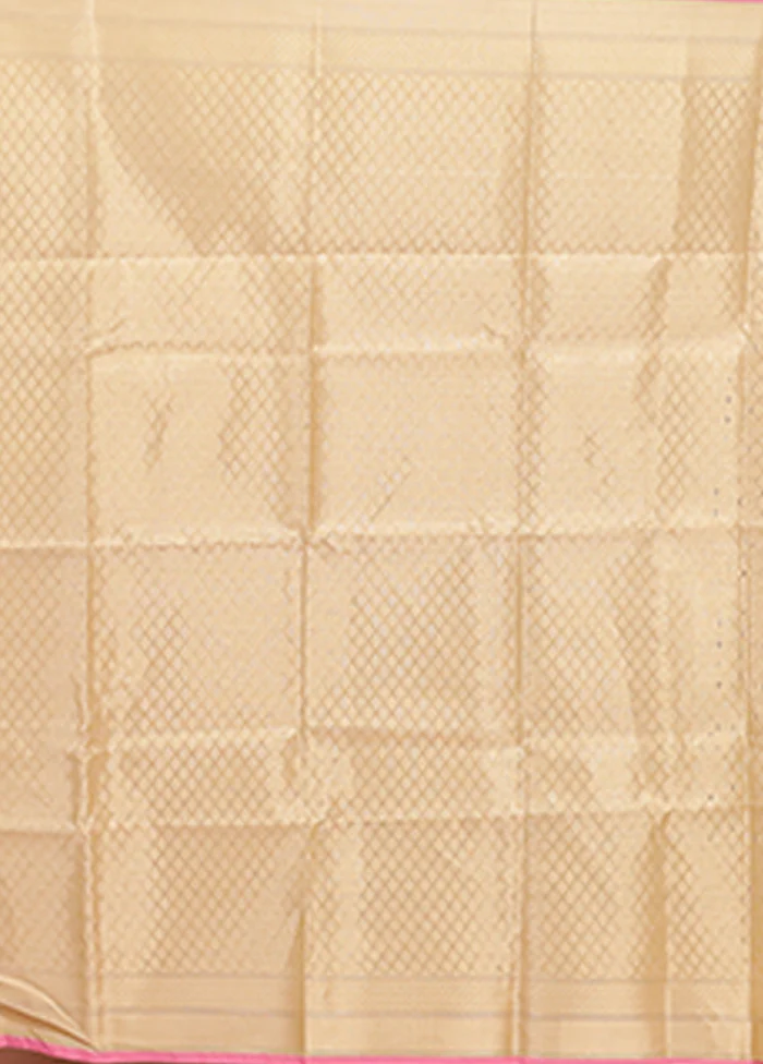 Cream Organza Saree With Blouse Piece - Image 5