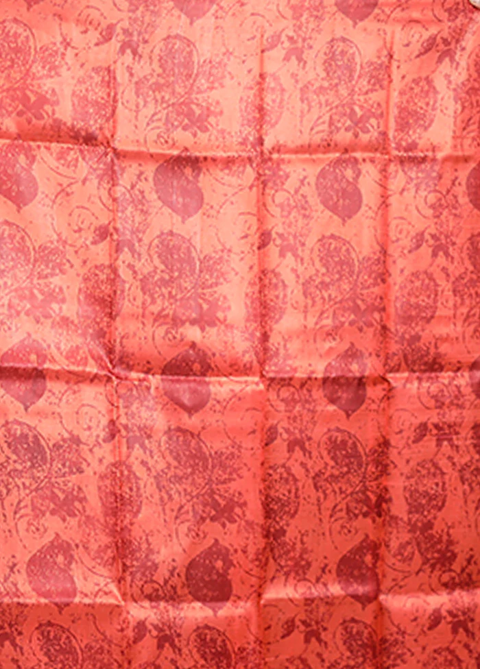 Cream Printed Pure Silk Saree Without Blouse Piece - Image 5