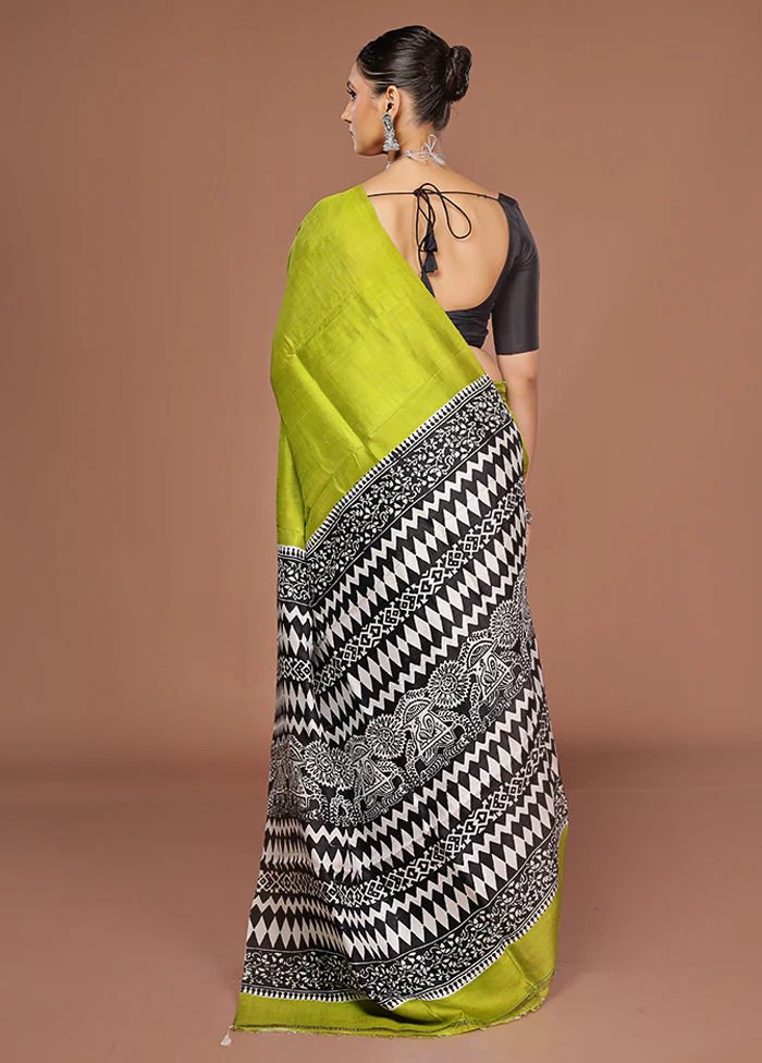 Cream Printed Pure Silk Saree Without Blouse Piece - Image 3